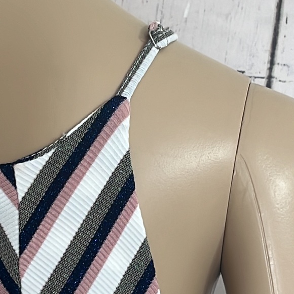 NWT Umgee Striped Tank Top Metallic Stripes Size Small Adjustable straps - Picture 7 of 12